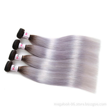 Hot Selling Full Cuticle One Donor 100 Virgin Brazilian Hair wholesale Ombre Grey Hair Extensions